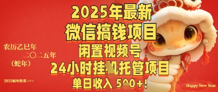 2025年最新微信搞钱项目，闲置视频号年24小时挂G托管项目，单日收入多张-观智斋电商课程站