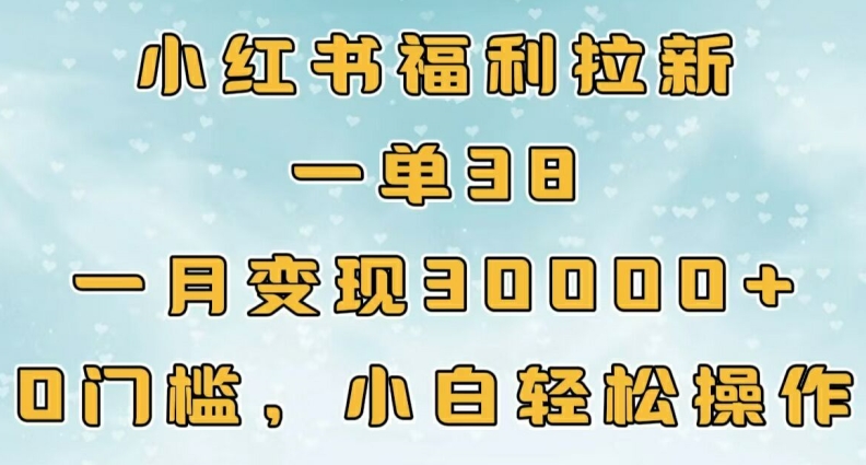 小红书福利拉新，一单38，一月3000+轻轻松松，0门槛小白轻松操作-观智斋电商课程站