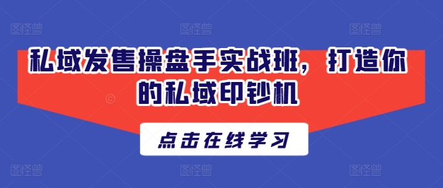 私域发售操盘手实战班，打造你的私域印钞机-观智斋电商课程站
