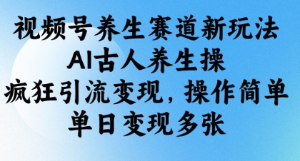 视频号养生赛道新玩法，AI古人养生操，疯狂引流变现，操作简单，单日变现多张-观智斋电商课程站