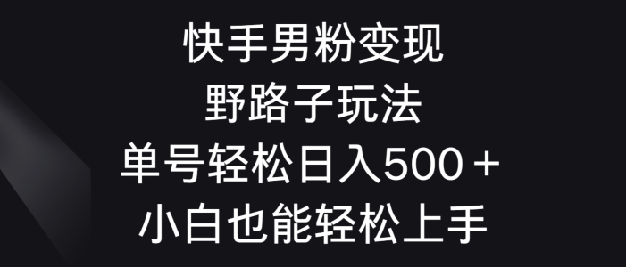 快手男粉变现野路子玩法，轻松日入500＋小白也能轻松上手-观智斋电商课程站