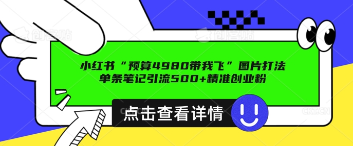小红书图片引流打法，一张图片引爆创业粉 私信回不完，单条笔记引流500+精准创业粉-观智斋电商课程站