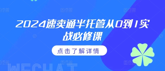 2024速卖通半托管从0到1实战必修课，掌握通投广告打法、熟悉速卖通半托管的政策细节-观智斋电商课程站