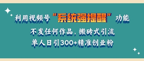利用微信视频号系统提醒功能，引流精准创业粉，无需发布任何作品，单人单日引流300+创业粉-观智斋电商课程站
