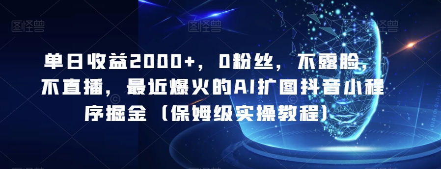 单日收益2000+，0粉丝，不露脸，不直播，最近爆火的AI扩图抖音小程序掘金（保姆级实操教程）-观智斋电商课程站