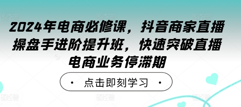 2024年电商必修课，抖音商家直播操盘手进阶提升班，快速突破直播电商业务停滞期-观智斋电商课程站