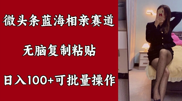 微头条蓝海相亲赛道，无脑复制粘贴，日入100+，可批量操作-观智斋电商课程站