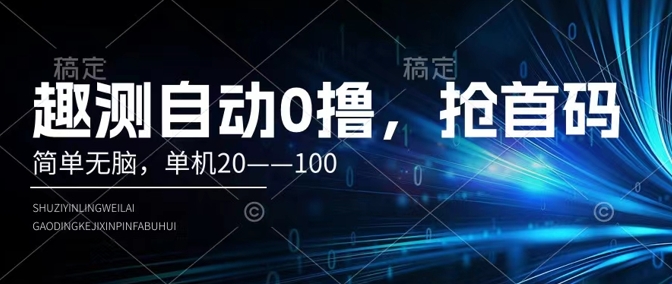 趣测自动0撸，简单无脑，单机20–100-观智斋电商课程站