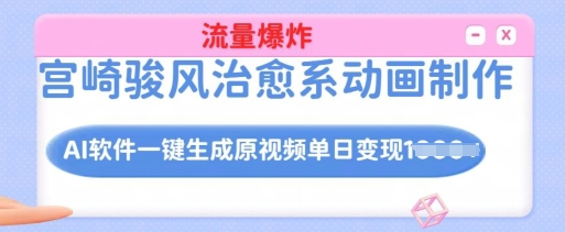 宫崎骏风治愈系动画制作，AI软件一键生成原创视频流量爆炸，单日变现多张，详细实操流程-观智斋电商课程站