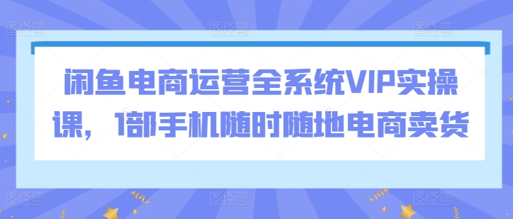 闲鱼电商运营全系统VIP实操课，1部手机随时随地电商卖货-观智斋电商课程站