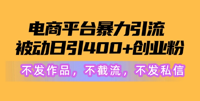 电商平台暴力引流，被动日引400+创业粉不发作品，不截流，不发私信-观智斋电商课程站