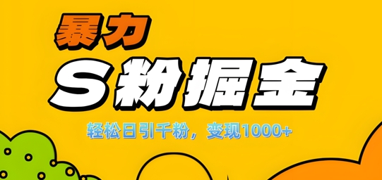单人单机日引千粉，变现1k+，S粉流量掘金计划攻略【揭秘】-观智斋电商课程站