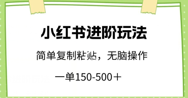 小红书进阶玩法，一单150-500+，简单复制粘贴，小白也能轻松上手【揭秘】-观智斋电商课程站
