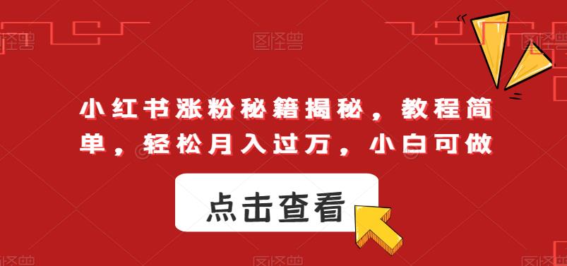 小红书涨粉秘籍揭秘，教程简单，轻松月入过万，小白可做-观智斋电商课程站