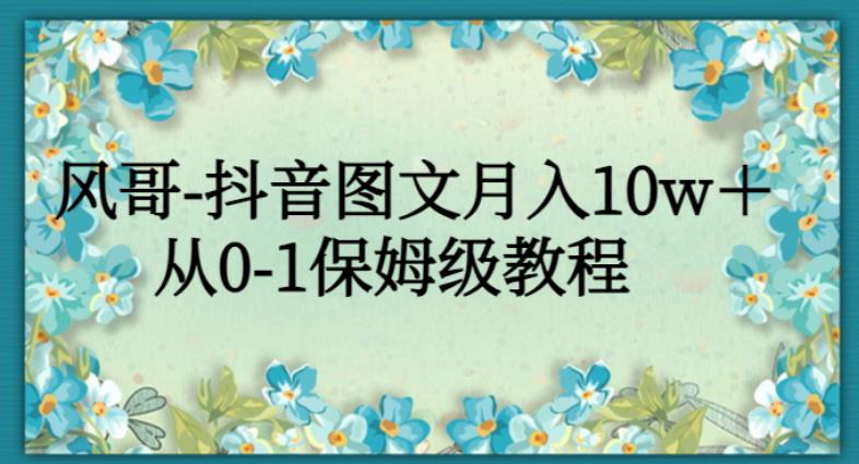 风哥-抖音图文月入10w＋，从0-1保姆级教程-观智斋电商课程站