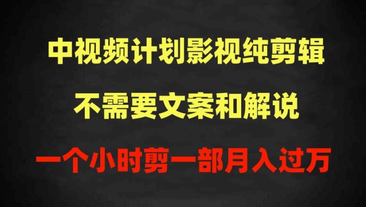 中视频计划影视纯剪辑，不需要文案和解说，一个小时剪一部，100%过原创月入过万【揭秘】-观智斋电商课程站