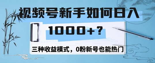 视频号新手如何日入1k？三种收益模式，0粉新号也能热门-观智斋电商课程站