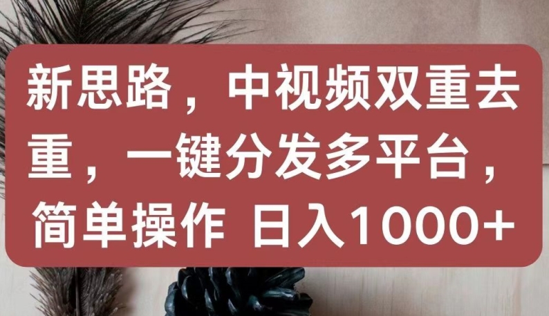 新思路，中视频双重去重，一键分发多平台，简单操作，日入1000+【揭秘】-观智斋电商课程站