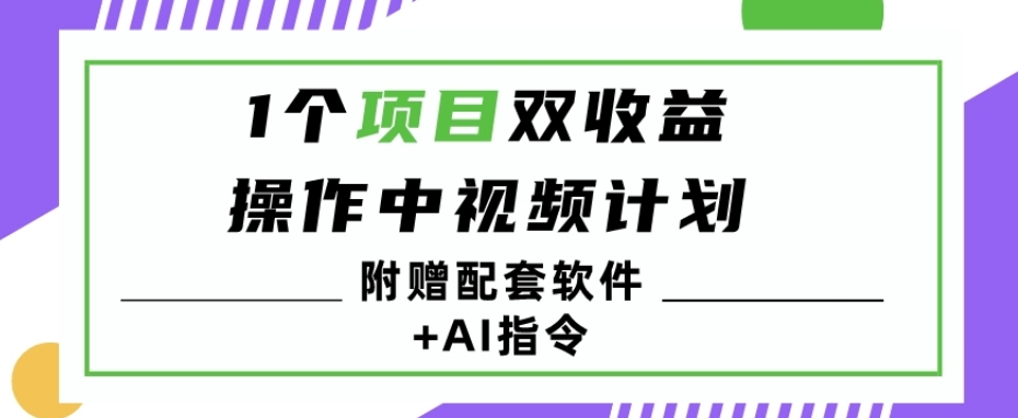 1个项目双收益？操作中视频计划1天最高3100+收益？（附赠配套软件+AI指令）-观智斋电商课程站