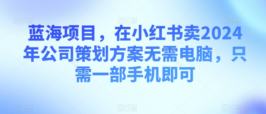 蓝海项目，在小红书卖2024年公司策划方案无需电脑，只需一部手机即可-观智斋电商课程站