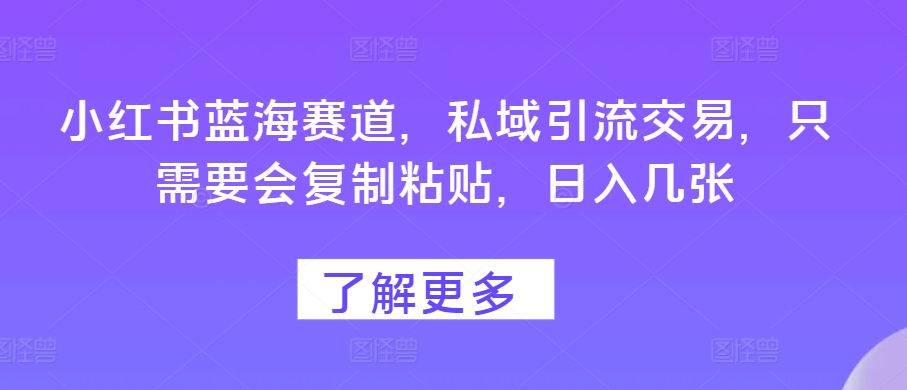 小红书蓝海赛道，私域引流交易，只需要会复制粘贴，日入几张-观智斋电商课程站