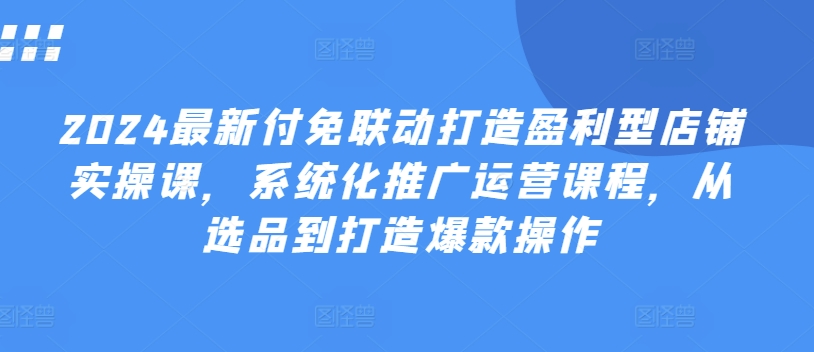 2024最新付免联动打造盈利型店铺实操课，​系统化推广运营课程，从选品到打造爆款操作-观智斋电商课程站