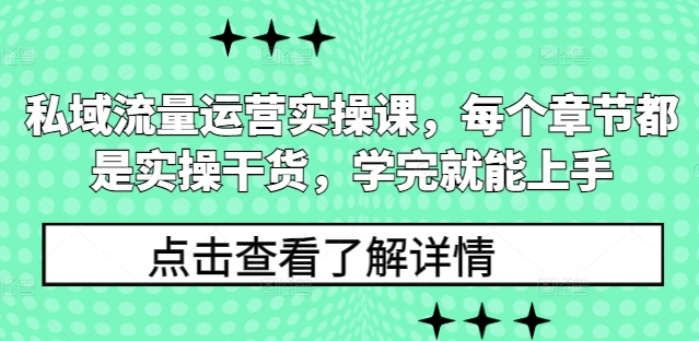私域流量运营实操课，每个章节都是实操干货，学完就能上手-观智斋电商课程站