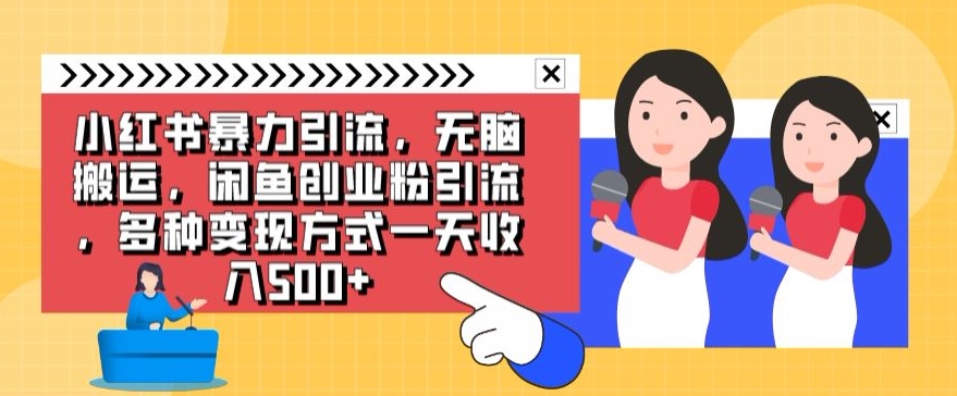 小红书暴力引流，无脑搬运，闲鱼创业粉引流，多种变现方式一天收入500-观智斋电商课程站