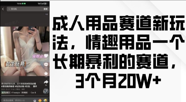 成人用品赛道新玩法，情趣用品一个长期暴利的赛道，3个月收益20个【揭秘】-观智斋电商课程站