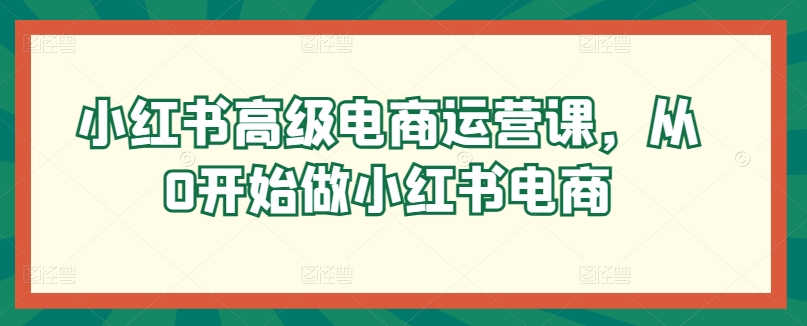 小红书高级电商运营课，从0开始做小红书电商-观智斋电商课程站