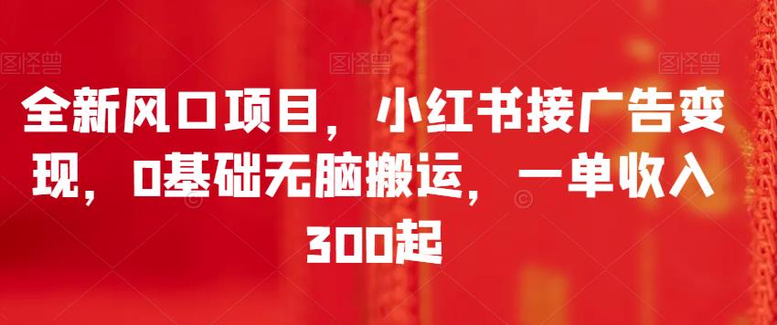 全新风口项目，小红书接广告变现，0基础无脑搬运，一单收入300起-观智斋电商课程站