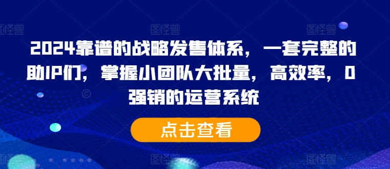 2024靠谱的战略发售体系，一套完整的助IP们，掌握小团队大批量，高效率，0 强销的运营系统-观智斋电商课程站