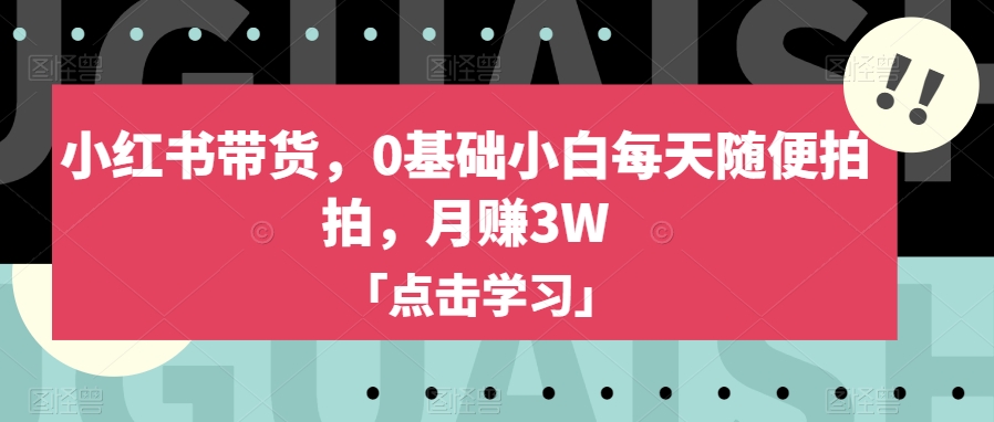 小红书带货，0基础小白每天随便拍拍，月赚3W【揭秘】-观智斋电商课程站