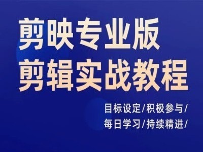 剪映专业版剪辑实战教程，目标设定/积极参与/每日学习/持续精进-观智斋电商课程站