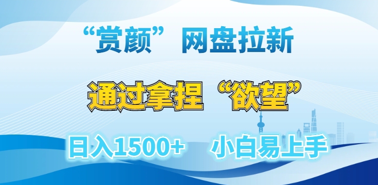 “赏颜”网盘拉新赛道，通过拿捏“欲望”日入1500+，小白易上手【揭秘】-观智斋电商课程站