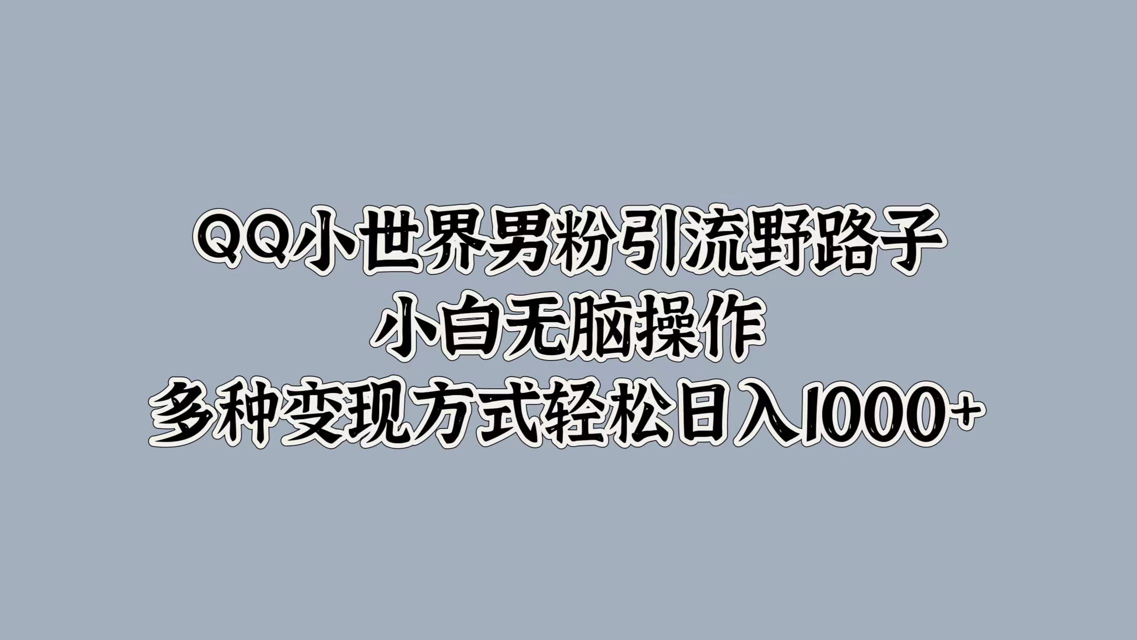 QQ小世界男粉引流野路子，小白无脑操作，多种变现方式-观智斋电商课程站