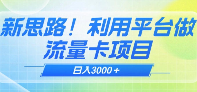 揭秘新方法！新思路！利用平台做流量卡，日赚3000+-观智斋电商课程站