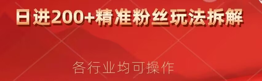 日进200+精准粉丝详细拆解教程，各行业通用小白即可上手-观智斋电商课程站