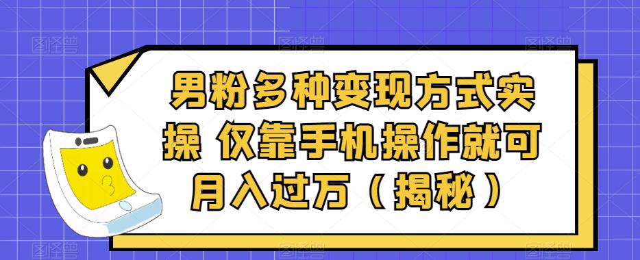 男粉多种变现方式实操，仅靠手机操作就可月入过万（揭秘）-观智斋电商课程站