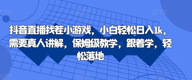 抖音直播找茬小游戏，小白轻松日入1k，需要真人讲解，保姆级教学，跟着学，轻松落地【揭秘】-观智斋电商课程站