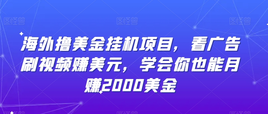 海外撸美金挂JI项目，看广告刷视频赚美元，学会你也能月赚2000美金-观智斋电商课程站
