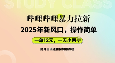 哔哩哔哩暴力拉新：2025年新风口，一单12元，一天数张(附开白渠道和保姆级教程)-观智斋电商课程站