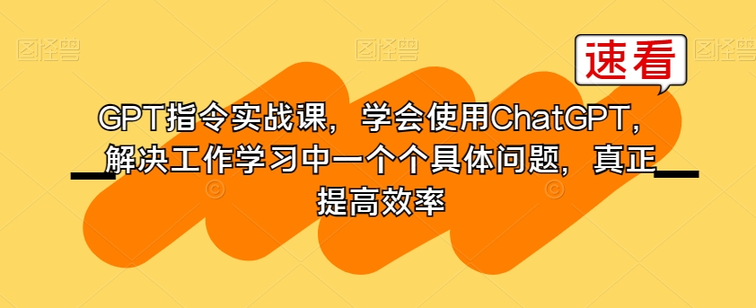 GPT指令实战课，学会使用ChatGPT，解决工作学习中一个个具体问题，真正提高效率-观智斋电商课程站