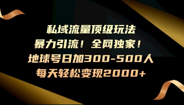 暴力引流，全网独家，地球号日加300-500人，私域流量顶级玩法，每天轻松变现2000+-观智斋电商课程站