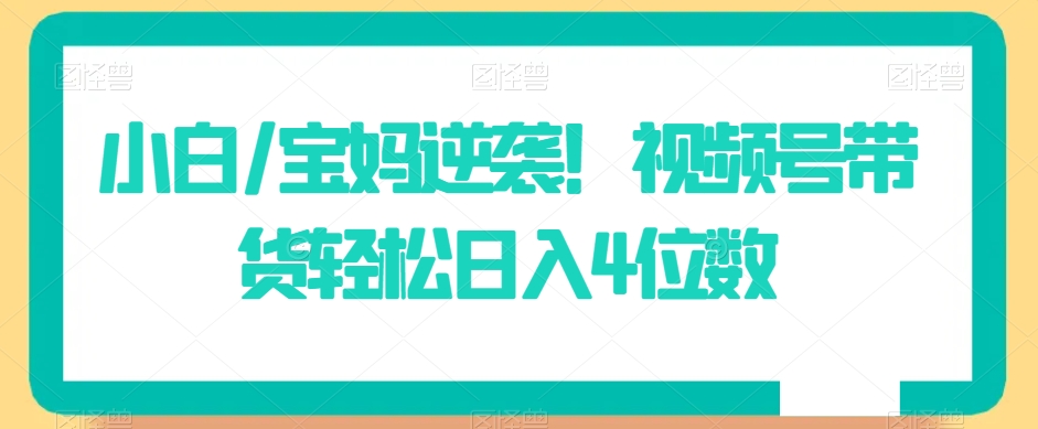 小白/宝妈逆袭！视频号带货轻松日入4位数【揭秘】-观智斋电商课程站