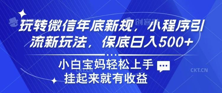 玩转微信年底新规，小程序引流新玩法，保底日入5张，小白宝妈轻松上手 -观智斋电商课程站