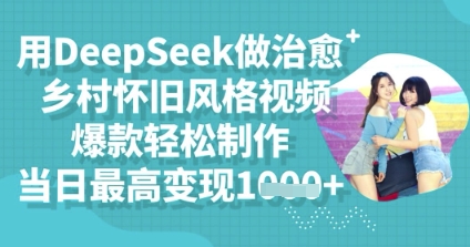 用DeepSeek做治愈乡村怀旧风格视频，爆款轻松制作，当日最高变现多张-观智斋电商课程站