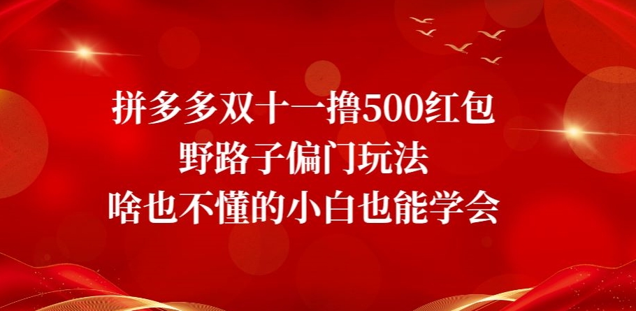 拼多多双十一撸500红包野路子偏门玩法，啥也不懂的小白也能学会【揭秘】-观智斋电商课程站