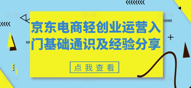 京东电商轻创业运营入门基础通识及经验分享-观智斋电商课程站