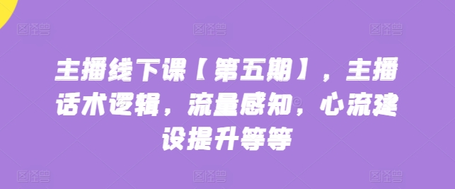 主播线下课【第五期】，主播话术逻辑，流量感知，心流建设提升等等-观智斋电商课程站